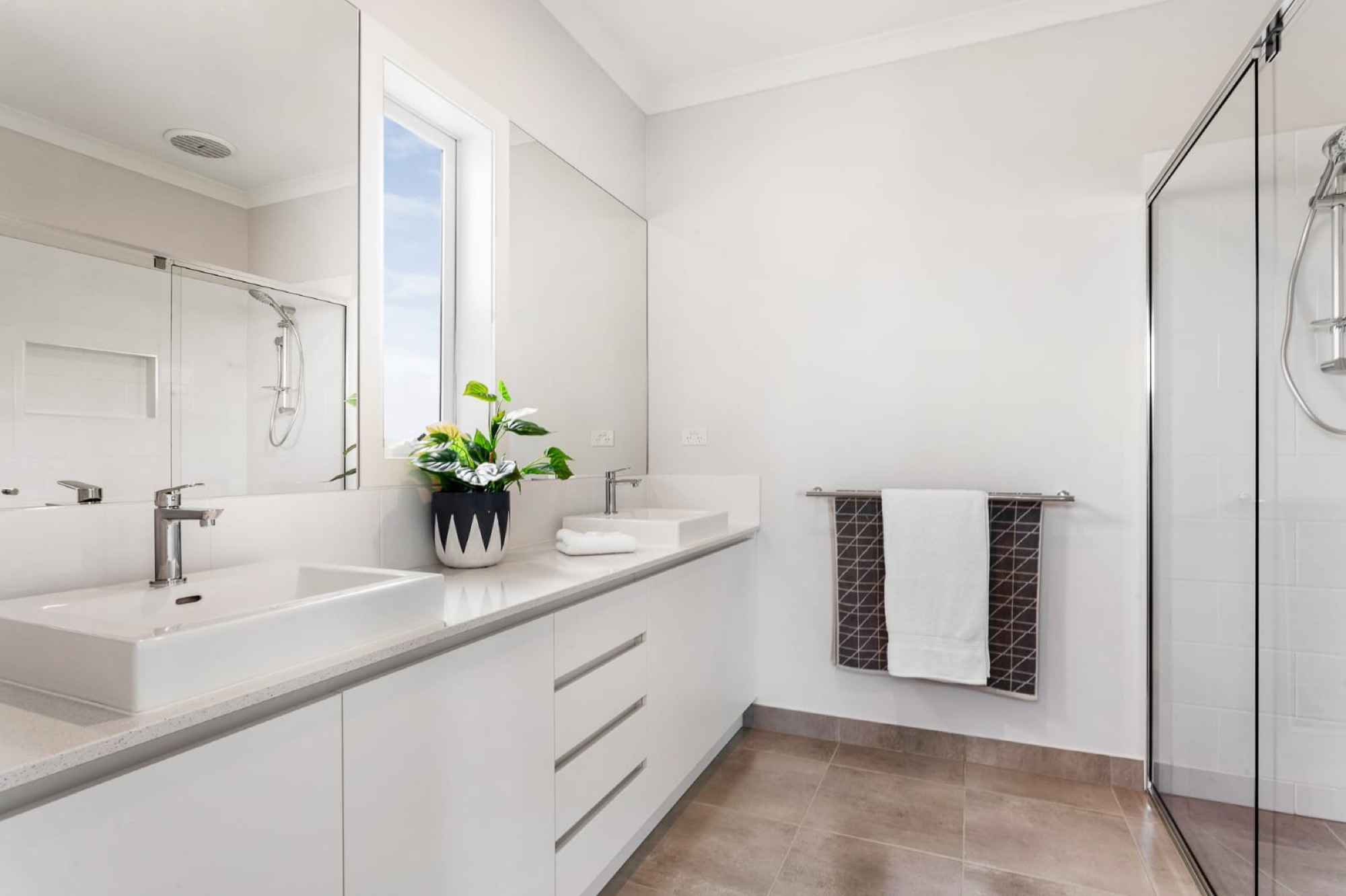 Sandy Road new home, ensuite with vanity and walk-in shower