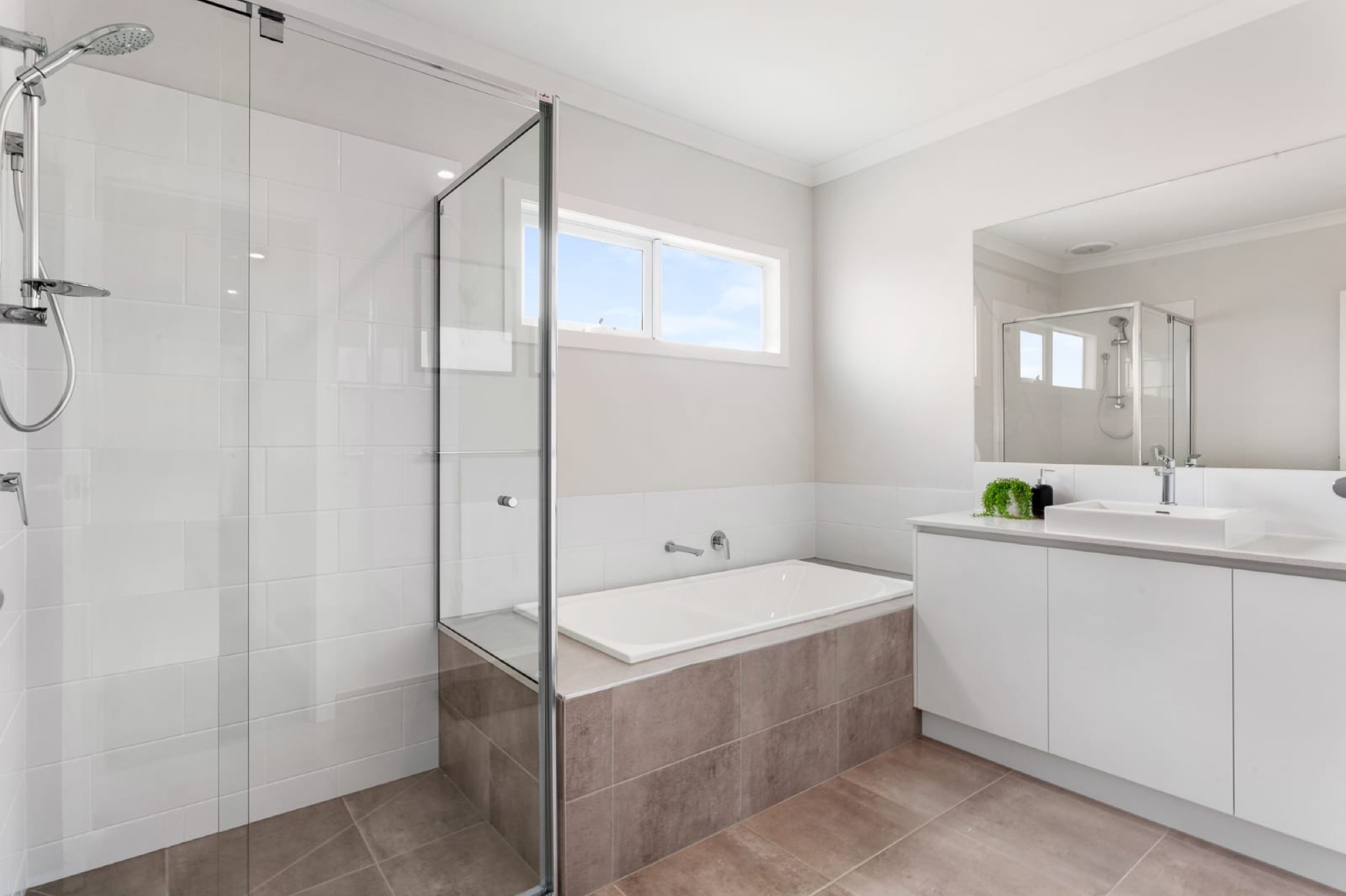 Sandy Road new home, main bathroom with bath and walk-in shower